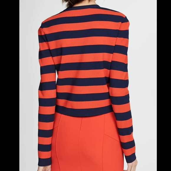 VERONICA BEARD Broome Red & Navy Blue Striped Cropped Crewneck Sz XS - Picture 3 of 9